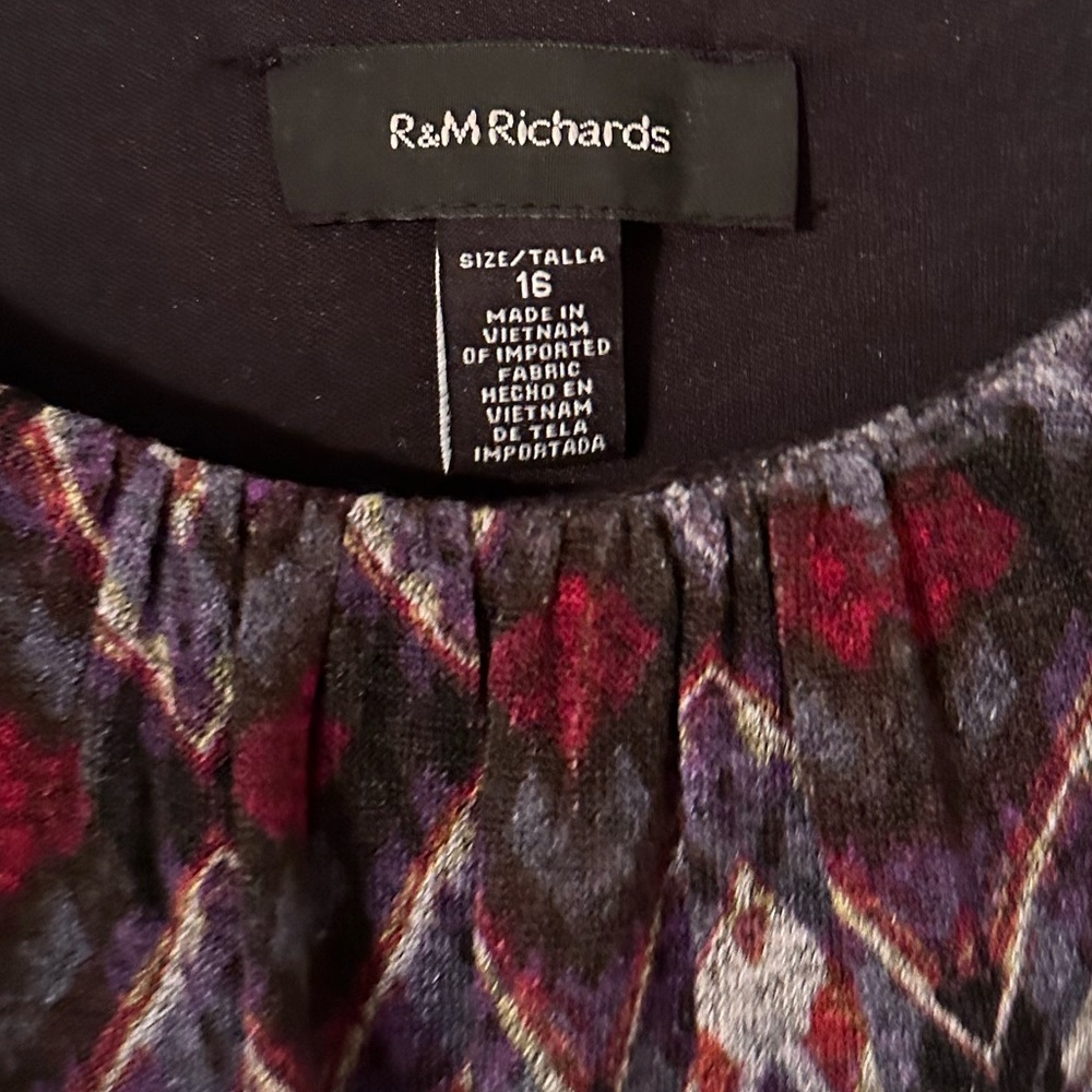 R & M Richards striped colorful long sleeve dress blousey Size 16 - Picture 5 of 9